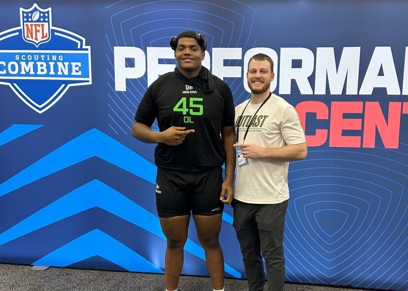 Dr. Brad with Carson Vinson at the 2025 NFL Combine